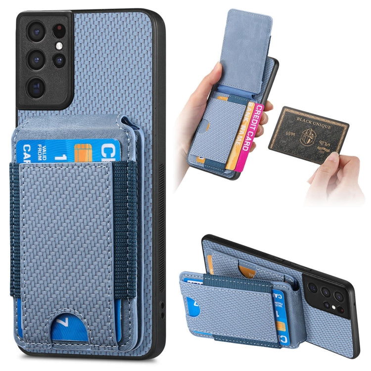 Custodia telefono con supporto a portafoglio verticale in fibra di carbonio per