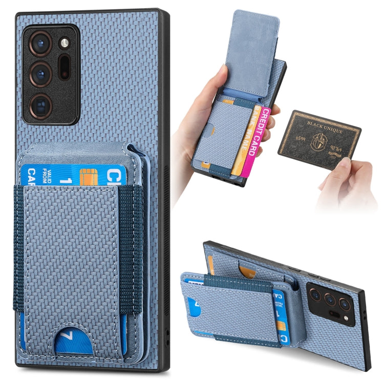 Custodia per telefono con supporto a portafoglio verticale in fibra di carbonio, For Samsung Galaxy A52, For Samsung Galaxy Note20 Ultra, For Samsung Galaxy Note20, For Samsung Galaxy A70 / A70s