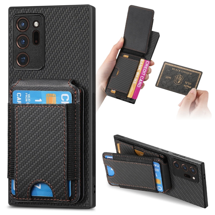 Custodia per telefono con supporto a portafoglio verticale in fibra di carbonio, For Samsung Galaxy A52, For Samsung Galaxy Note20 Ultra, For Samsung Galaxy Note20, For Samsung Galaxy A70 / A70s