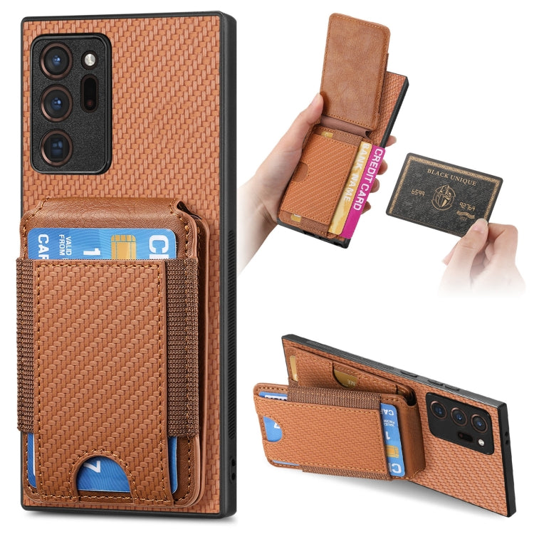 Custodia per telefono con supporto a portafoglio verticale in fibra di carbonio, For Samsung Galaxy A52, For Samsung Galaxy Note20 Ultra, For Samsung Galaxy Note20, For Samsung Galaxy A70 / A70s