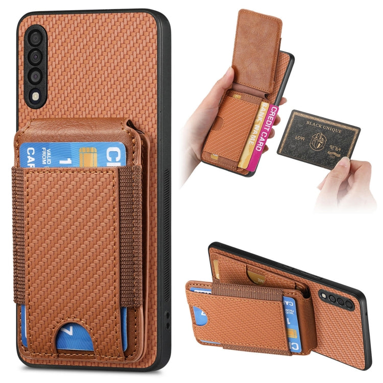 Custodia per telefono con supporto a portafoglio verticale in fibra di carbonio, For Samsung Galaxy A52, For Samsung Galaxy Note20 Ultra, For Samsung Galaxy Note20, For Samsung Galaxy A70 / A70s