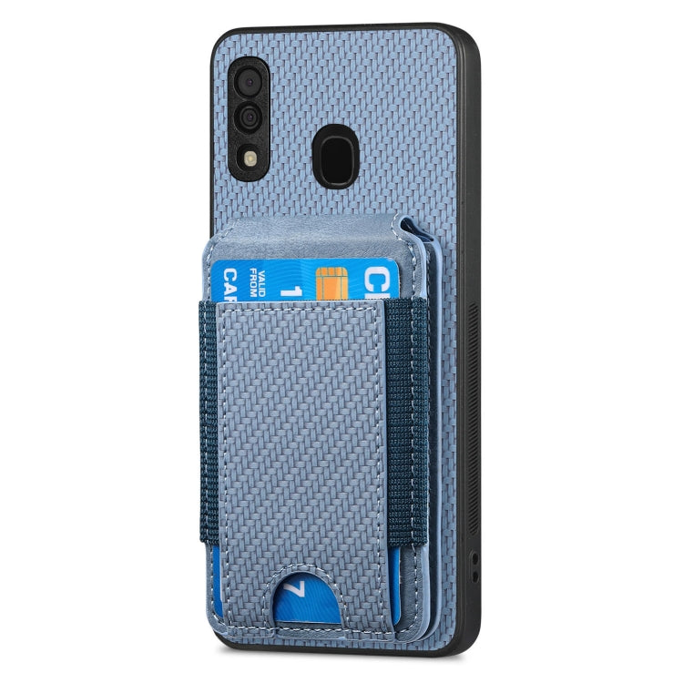 Custodia per telefono con supporto a portafoglio verticale in fibra di carbonio, For Samsung Galaxy A30 / A20 / M10s, For Samsung Galaxy A50 / A50s / A30s, For Samsung Galaxy S8+