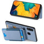 Custodia per telefono con supporto a portafoglio verticale in fibra di carbonio, For Samsung Galaxy A30 / A20 / M10s, For Samsung Galaxy A50 / A50s / A30s, For Samsung Galaxy S8+