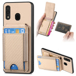 Custodia per telefono con supporto a portafoglio verticale in fibra di carbonio, For Samsung Galaxy A30 / A20 / M10s, For Samsung Galaxy A50 / A50s / A30s, For Samsung Galaxy S8+