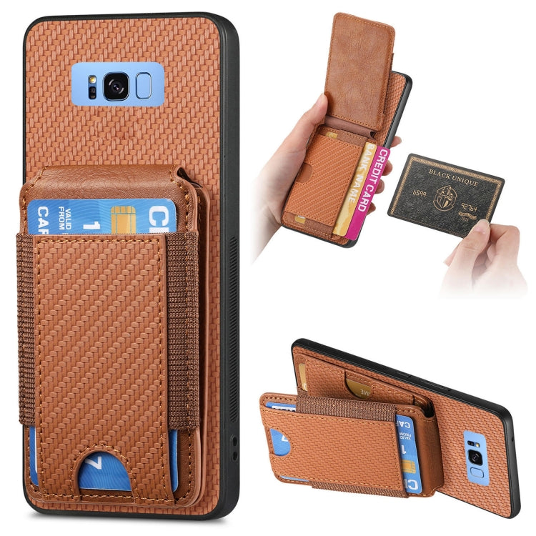 Custodia per telefono con supporto a portafoglio verticale in fibra di carbonio, For Samsung Galaxy A30 / A20 / M10s, For Samsung Galaxy A50 / A50s / A30s, For Samsung Galaxy S8+
