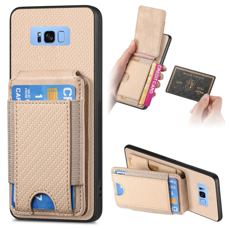 Custodia per telefono con supporto a portafoglio verticale in fibra di carbonio, For Samsung Galaxy A30 / A20 / M10s, For Samsung Galaxy A50 / A50s / A30s, For Samsung Galaxy S8+