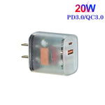 Caricabatterie USB PD3.0 Type-C QC3.0 20W trasparente US