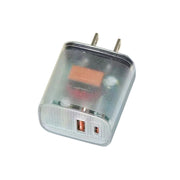 Caricabatterie per telefono cellulare USB PD3.0 Type-C + QC3.0 trasparente, presa americana, US Plug