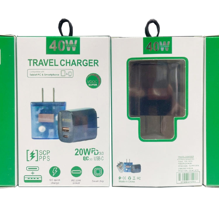 Caricabatterie USB PD3.0 Type-C QC3.0 20W trasparente US