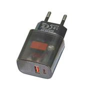 Caricabatterie per telefono cellulare USB PD3.0 Type-C + QC3.0 trasparente, presa europea, EU Plug