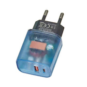 Caricabatterie per telefono cellulare USB PD3.0 Type-C + QC3.0 trasparente, presa europea, EU Plug