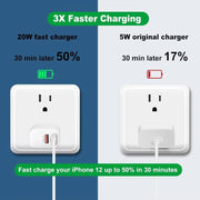 Caricabatterie per telefono cellulare USB PD3.0 Type-C + QC3.0 trasparente, presa europea, EU Plug