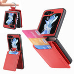 Custodia per telefono con portafoglio ad anello in pelle con trama litchi, For Galaxy Z Flip8 5G, For Galaxy Z Flip7 5G, For Galaxy Z Flip6