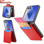 Custodia per telefono con portafoglio ad anello in pelle con trama litchi, For Galaxy Z Flip8 5G, For Galaxy Z Flip7 5G, For Galaxy Z Flip6