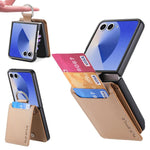 Custodia per telefono con portafoglio ad anello in pelle con trama litchi, For Galaxy Z Flip8 5G, For Galaxy Z Flip7 5G, For Galaxy Z Flip6