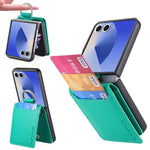 Custodia per telefono con portafoglio ad anello in pelle con trama litchi, For Galaxy Z Flip8 5G, For Galaxy Z Flip7 5G, For Galaxy Z Flip6