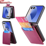 Custodia per telefono con portafoglio ad anello in pelle con trama litchi, For Galaxy Z Flip8 5G, For Galaxy Z Flip7 5G, For Galaxy Z Flip6