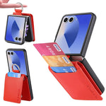 Custodia per telefono con portafoglio ad anello in pelle con trama litchi, For Galaxy Z Flip8 5G, For Galaxy Z Flip7 5G, For Galaxy Z Flip6