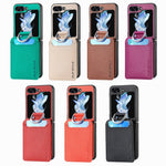 Custodia per telefono con portafoglio ad anello in pelle con trama litchi, For Galaxy Z Flip8 5G, For Galaxy Z Flip7 5G, For Galaxy Z Flip6