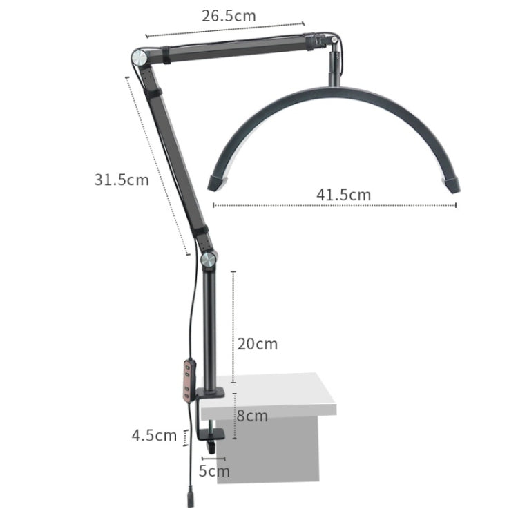 Lampada LED a mezza luna 16" con luminosità regolabile