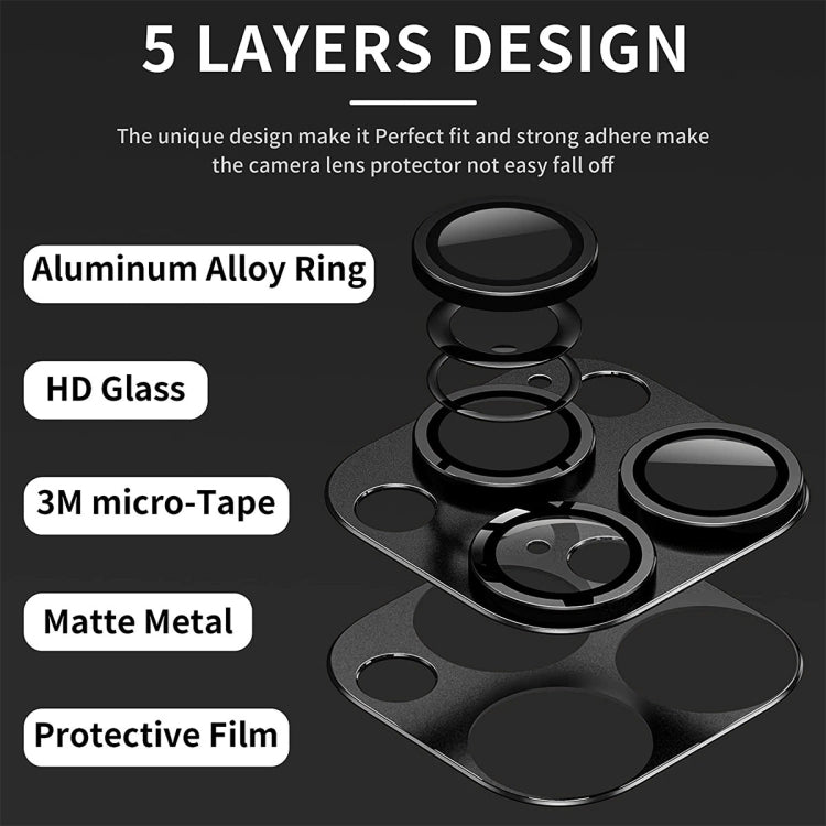 ENKAY Pellicola in vetro temperato antiriflesso per obiettivo della fotocamera in lega di alluminio, For iPhone 16 Pro / 16 Pro Max