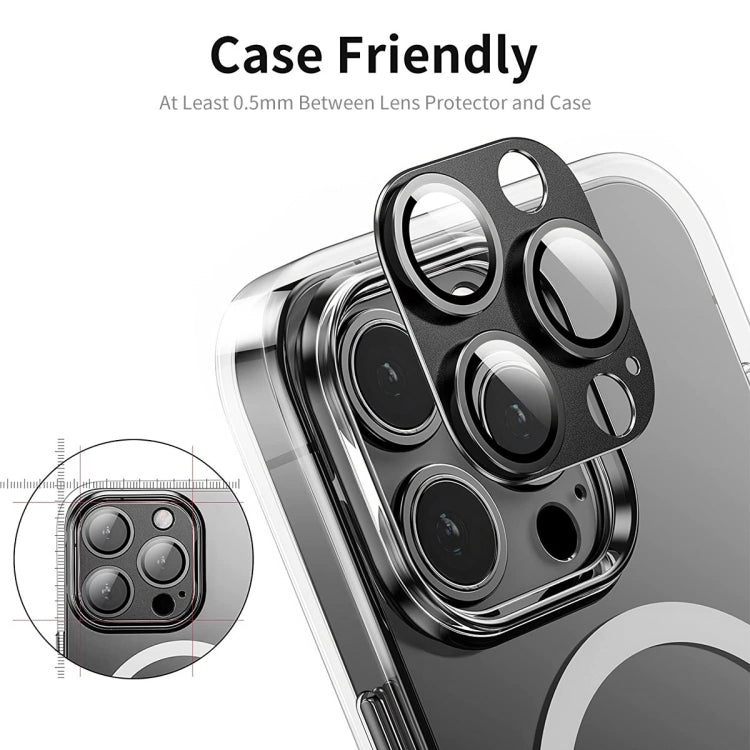 ENKAY Pellicola in vetro temperato antiriflesso per obiettivo della fotocamera in lega di alluminio, For iPhone 16 Pro / 16 Pro Max