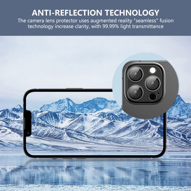 ENKAY Pellicola in vetro temperato antiriflesso per obiettivo della fotocamera in lega di alluminio, For iPhone 16 Pro / 16 Pro Max