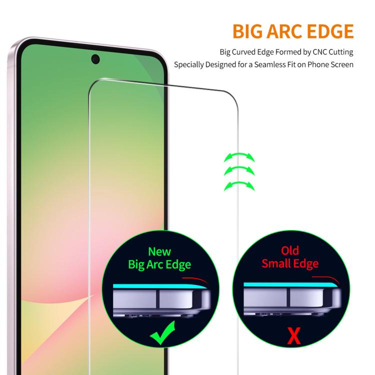 2 pellicole in vetro temperato ENKAY 9H Big Arc Edge ad alto contenuto di alluminio-silicio, For Galaxy M47 5G, For Galaxy Z Fold8 5G Outer Screen, For Galaxy Z Fold8 Ultra 5G Outer Screen, For Galaxy Z Flip8 5G Outer Screen, For Galaxy A57 5G         ...