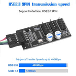 Cavo di prolunga YNS-02 Scheda madre USB 2.0 9 pin a 3x 9 pin Adattatore, YNS-02