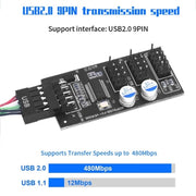 Cavo di prolunga YNS-02 Scheda madre USB 2.0 9 pin a 3x 9 pin Adattatore, YNS-02