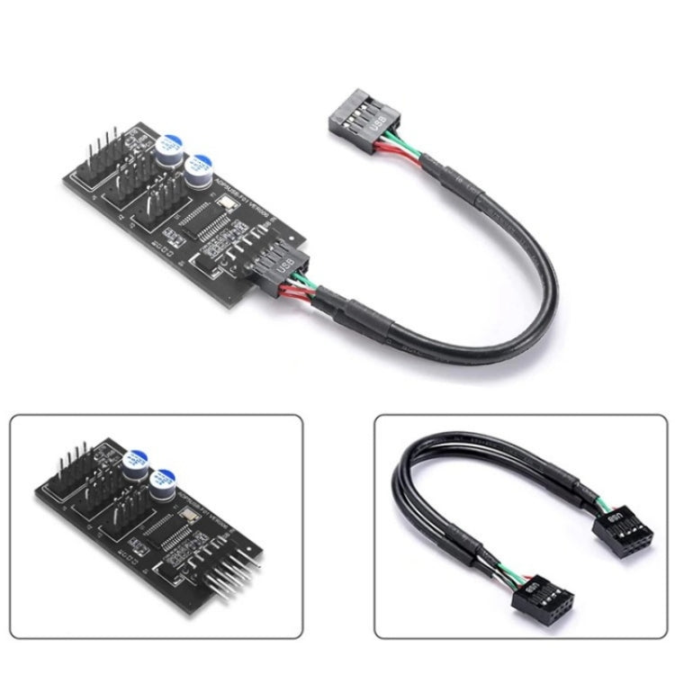 Cavo di prolunga YNS-02 Scheda madre USB 2.0 9 pin a 3x 9 pin Adattatore, YNS-02