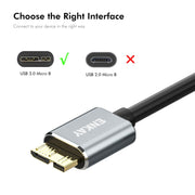 Cavo dati per disco rigido della fotocamera ENKAY USB 3.0 A a USB 3.0 Micro B 5 Gbps, 0.5m, 1m, 1.5m