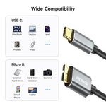 Cavo dati per disco rigido da fotocamera ENKAY USB 3.1 tipo C a USB 3.0 Micro B 10 Gbps, 0.5m, 1m, 1.5m, 0.25m