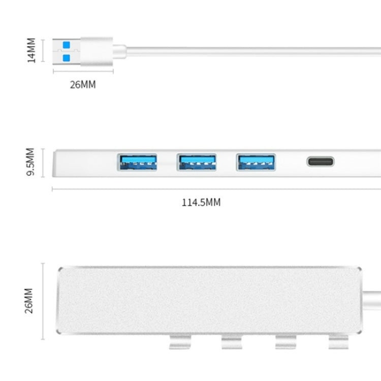 Hub USB 3.0 a Tipo-C con 4 porte per laptop