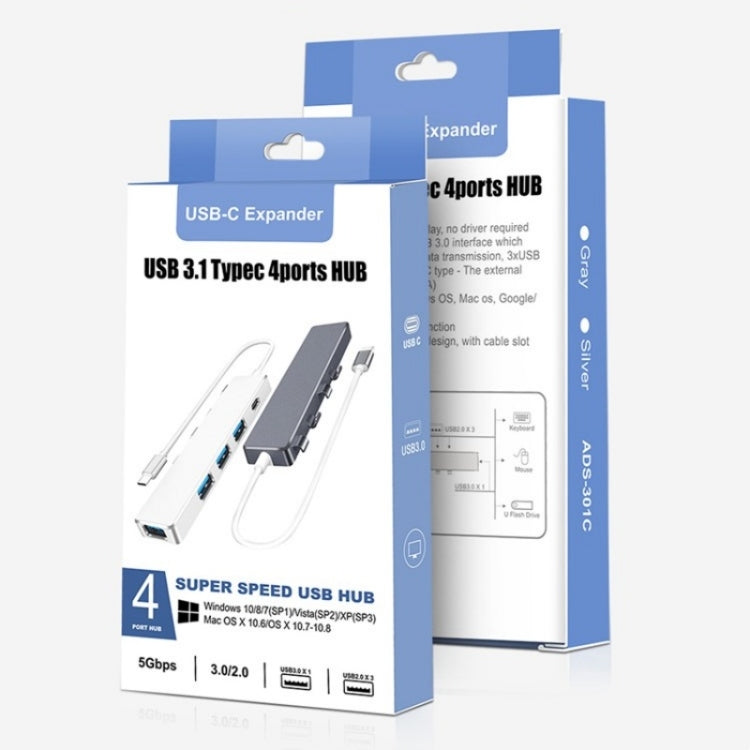 ADS-301C USB-C / Tipo-C a USB-C + USB 3.0 + 3 x USB 2.0 Expander HUB, ADS-301C(Grey), ADS-301C(Silver)