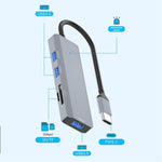 Hub USB-C con 3 porte USB 3.0 e 2 slot per schede SD/TF