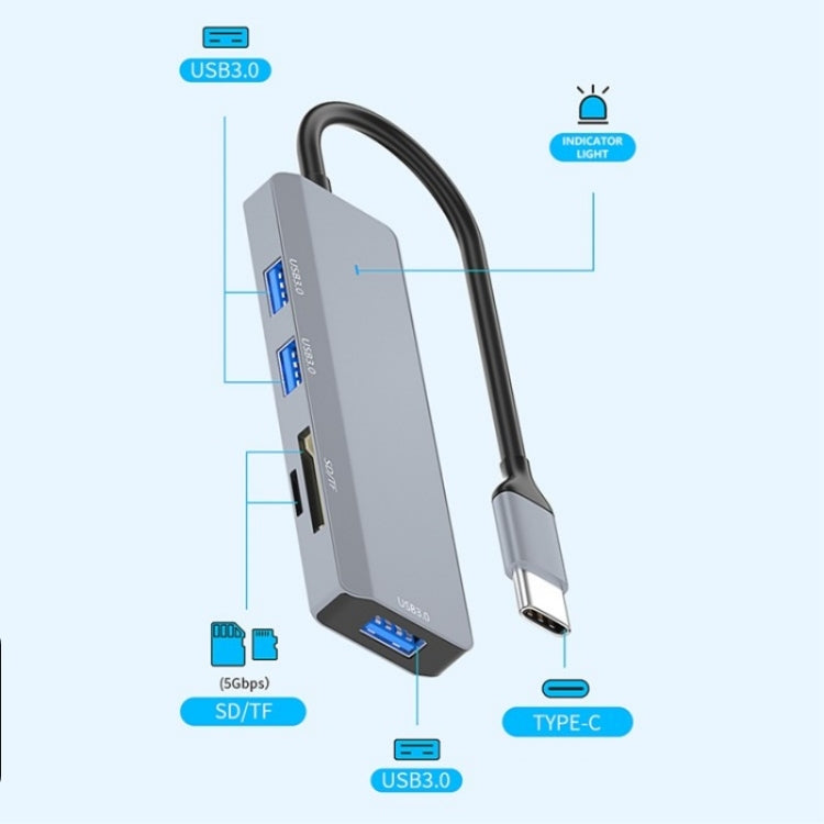 Hub USB-C con 3 porte USB 3.0 e 2 slot per schede SD/TF