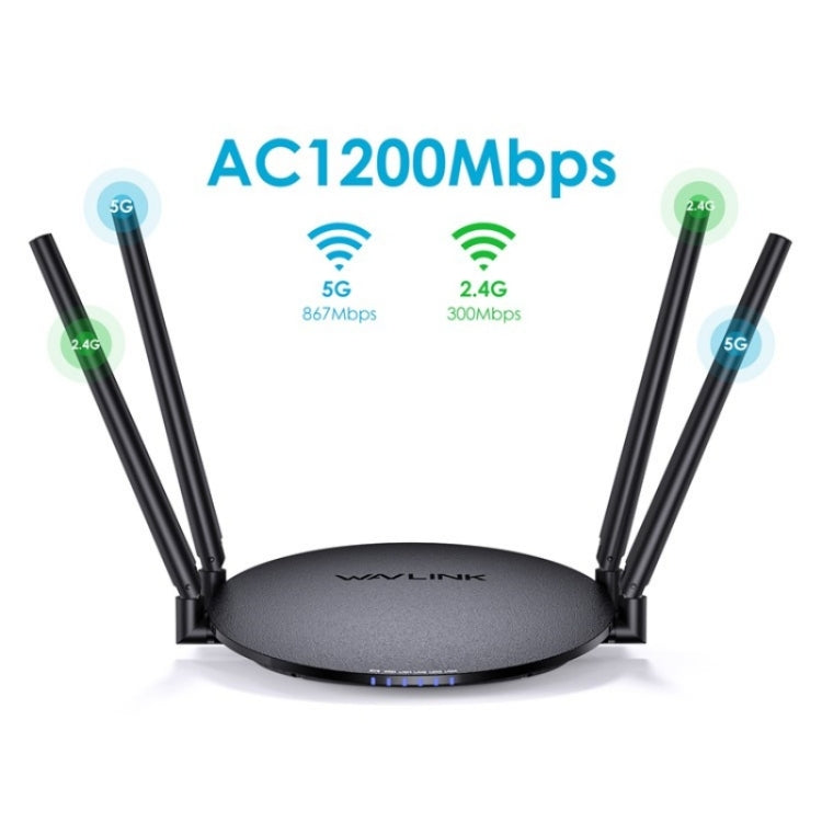 WAVLINK WN530G3 4x 5dBi Antenna pieghevole AC1200 Dual Band Wireless Repeater Router, US Plug, UK Plug, EU Plug, AU Plug