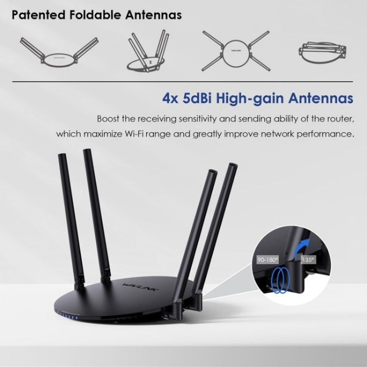 WAVLINK WN530G3 4x 5dBi Antenna pieghevole AC1200 Dual Band Wireless Repeater Router, US Plug, UK Plug, EU Plug, AU Plug