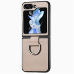 Custodia per telefono con anello in pelle con texture Litchi, For Galaxy Z Flip8 5G, For Galaxy Z Flip7 5G, For Galaxy Z Flip6 5G