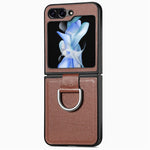 Custodia per telefono con anello in pelle con texture Litchi, For Galaxy Z Flip8 5G, For Galaxy Z Flip7 5G, For Galaxy Z Flip6 5G