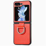 Custodia per telefono con anello in pelle con texture Litchi, For Galaxy Z Flip8 5G, For Galaxy Z Flip7 5G, For Galaxy Z Flip6 5G