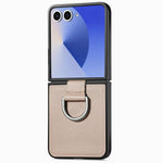 Custodia per telefono con anello in pelle con texture Litchi, For Galaxy Z Flip8 5G, For Galaxy Z Flip7 5G, For Galaxy Z Flip6 5G