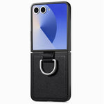 Custodia per telefono con anello in pelle con texture Litchi, For Galaxy Z Flip8 5G, For Galaxy Z Flip7 5G, For Galaxy Z Flip6 5G