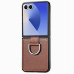 Custodia per telefono con anello in pelle con texture Litchi, For Galaxy Z Flip8 5G, For Galaxy Z Flip7 5G, For Galaxy Z Flip6 5G