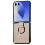 Custodia per telefono con anello in pelle con texture Litchi, For Galaxy Z Flip8 5G, For Galaxy Z Flip7 5G, For Galaxy Z Flip6 5G