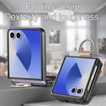 Custodia per telefono con anello in pelle con texture Litchi, For Galaxy Z Flip8 5G, For Galaxy Z Flip7 5G, For Galaxy Z Flip6 5G