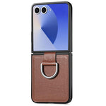 Custodia per telefono con anello in pelle con texture Litchi, For Galaxy Z Flip8 5G, For Galaxy Z Flip7 5G, For Galaxy Z Flip6 5G