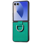 Custodia per telefono con anello in pelle con texture Litchi, For Galaxy Z Flip8 5G, For Galaxy Z Flip7 5G, For Galaxy Z Flip6 5G