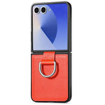 Custodia per telefono con anello in pelle con texture Litchi, For Galaxy Z Flip8 5G, For Galaxy Z Flip7 5G, For Galaxy Z Flip6 5G